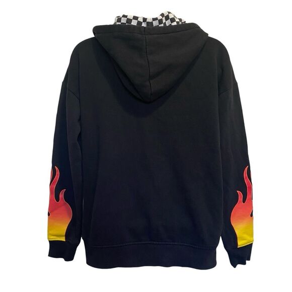Vans x Disney Punk Mickey & Minnie Mouse Flames Checkered Pullover Hoodie Sz XS - Picture 4 of 16